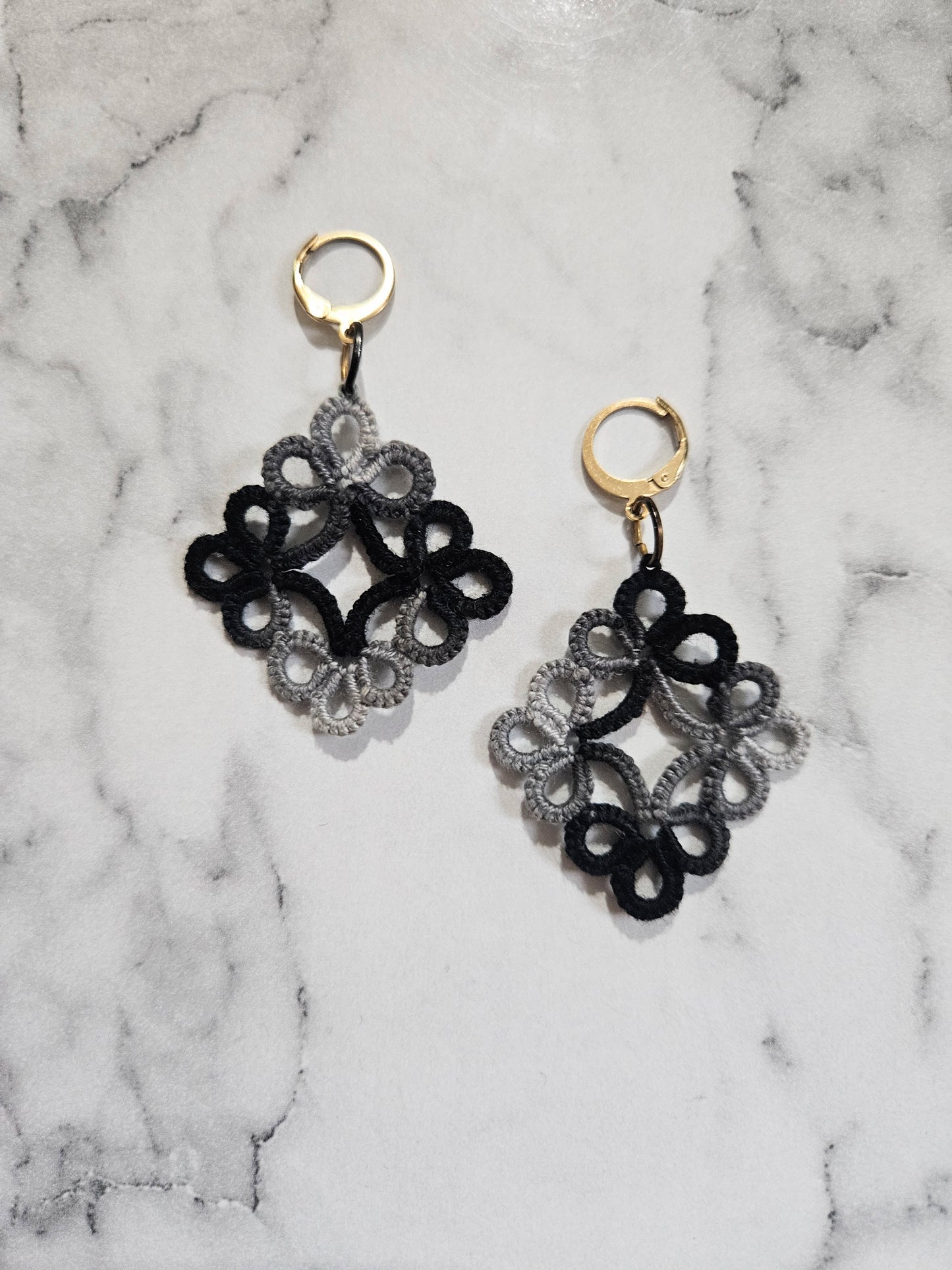 Diamond Tatted Lace Earrings (Smoke and Mirrors)