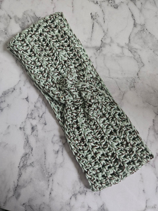 Crochet Twist Headband (Mint Chocolate)