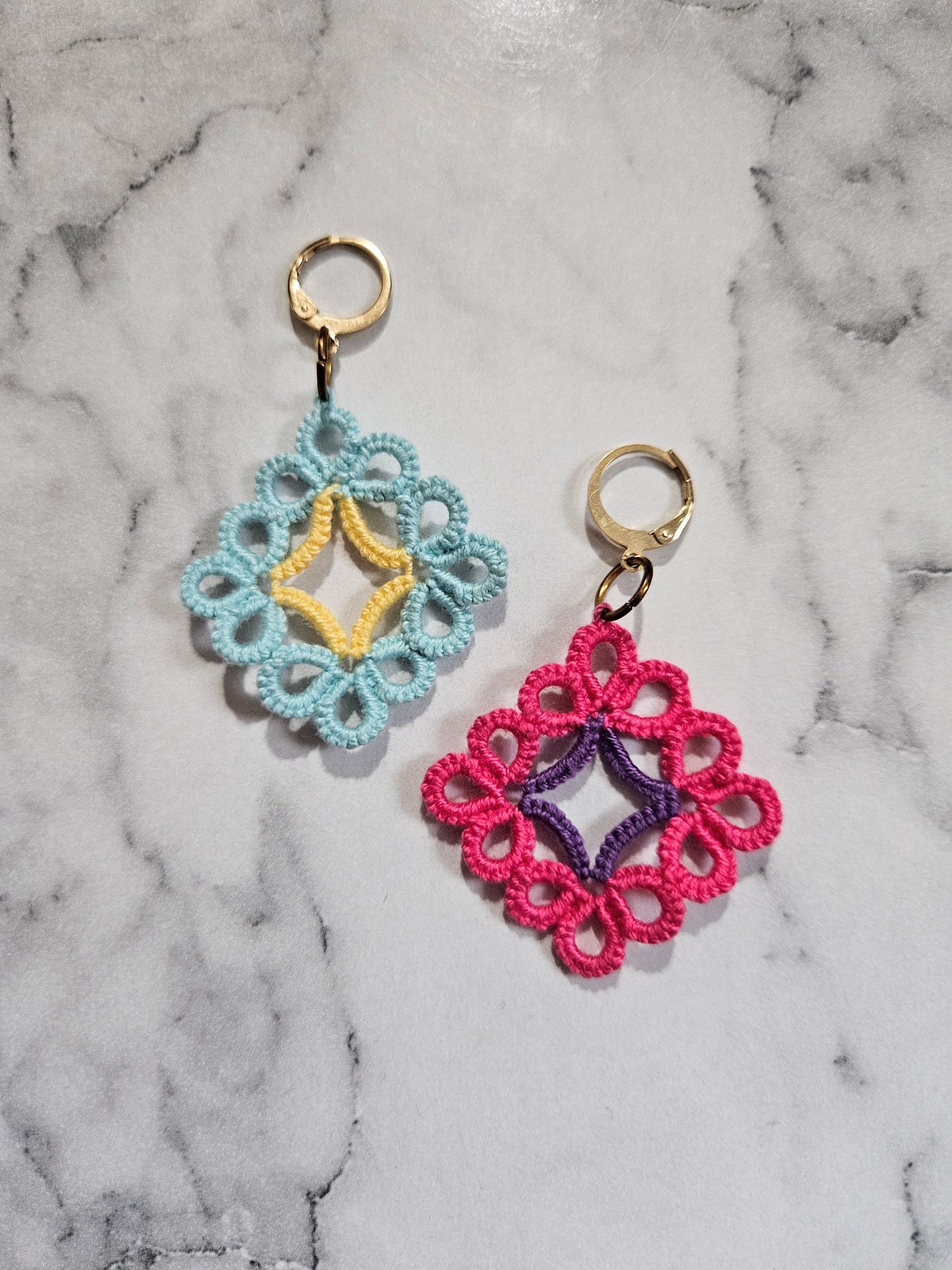 Diamond Tatted Lace Earrings (Baby Soda Pop)