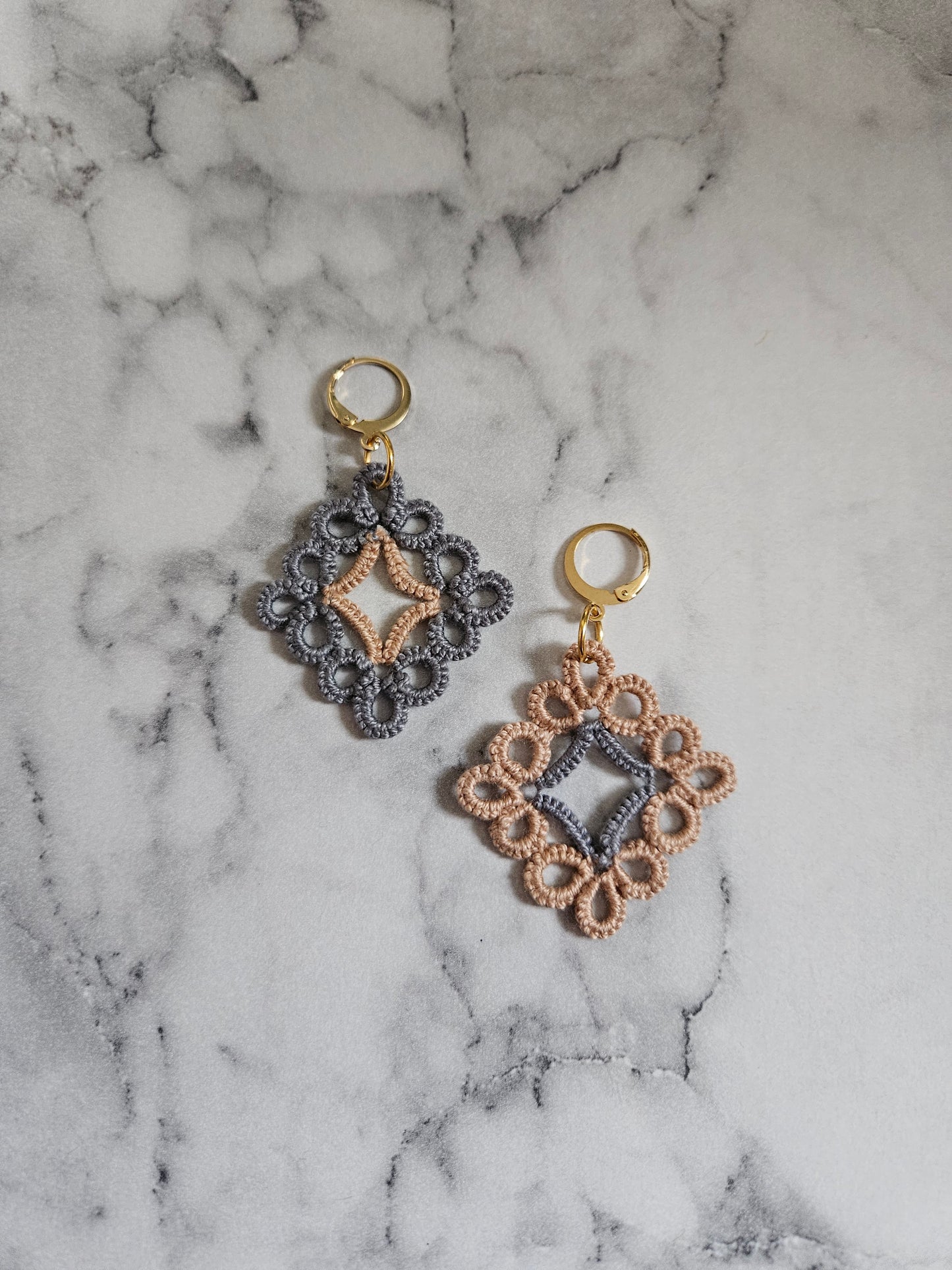Diamond Tatted Lace Earrings (Empower)
