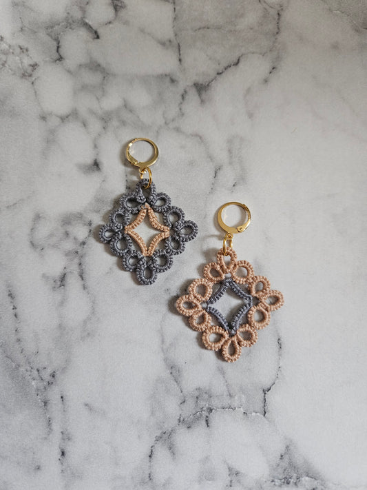 Diamond Tatted Lace Earrings (Empower)