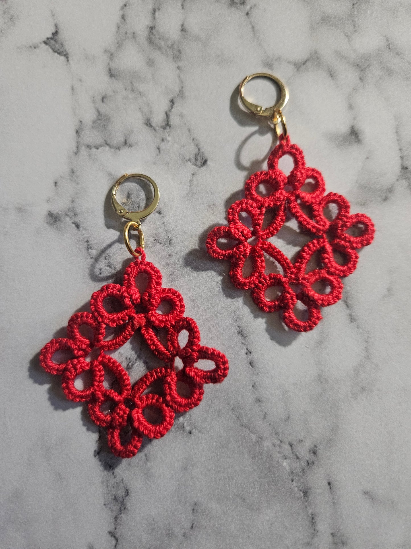 Diamond Tatted Lace Earrings (Fruit Punch)