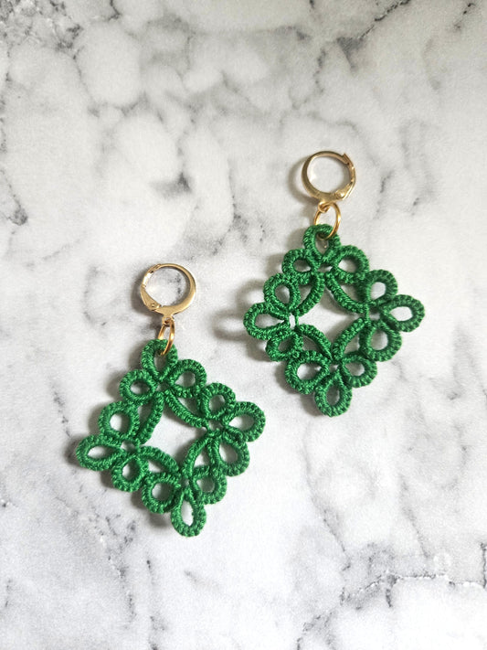 Diamond Tatted Lace Earrings (Pandan)