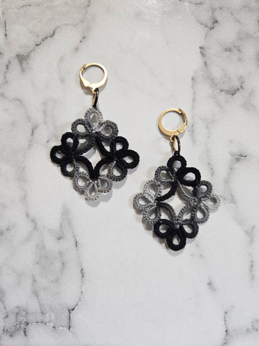 Diamond Tatted Lace Earrings (Smoke and Mirrors)