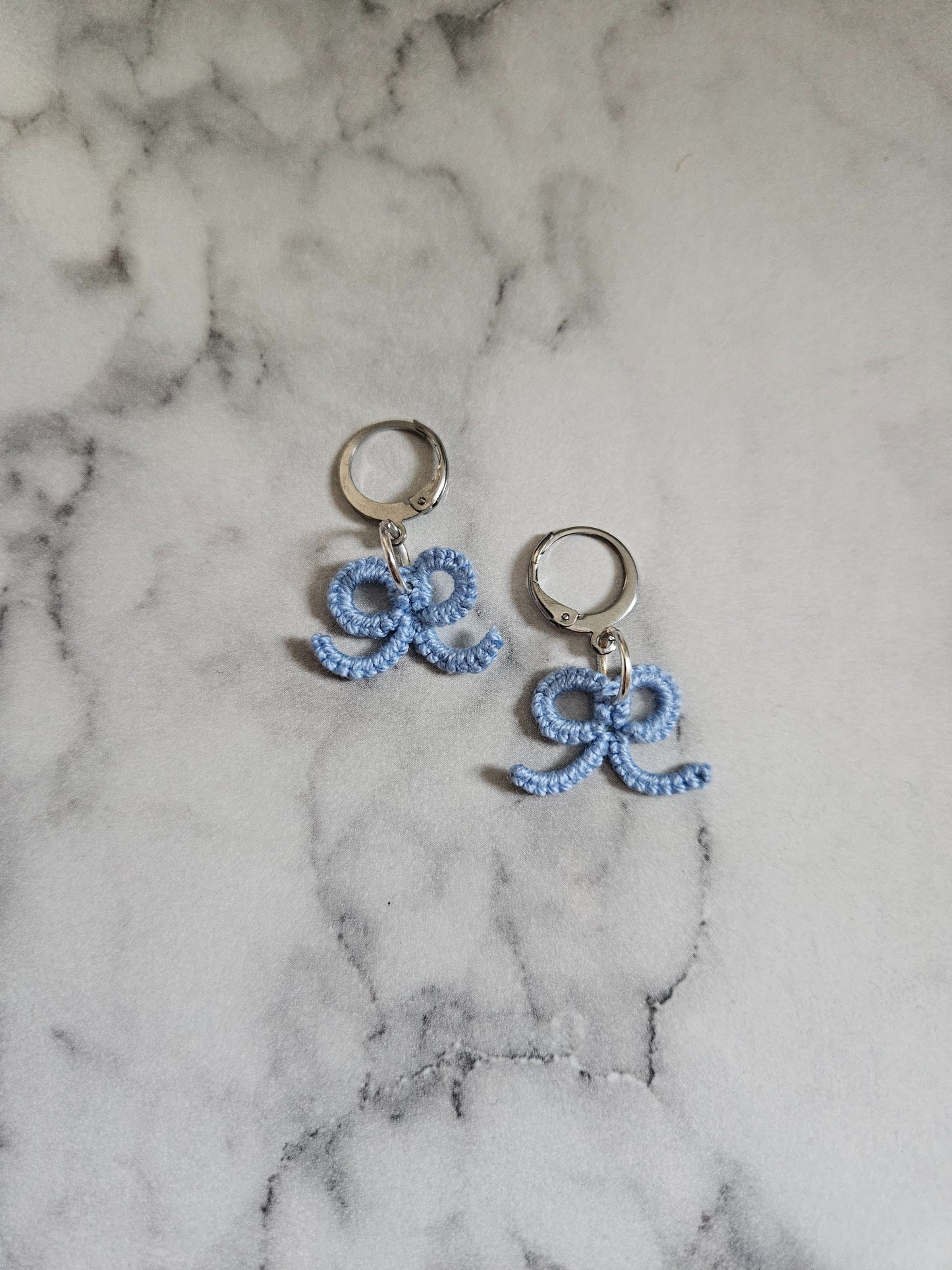 Tatted Lace Earrings (Periwinkle Bow)