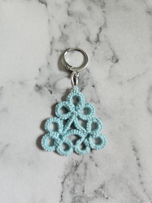 Triangle Tatted Lace Earrings (Silver Clasp)